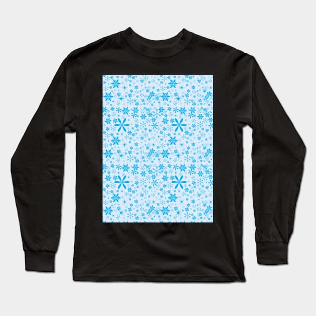 Light Blue Snowflakes Pattern Long Sleeve T-Shirt by Design_Lawrence